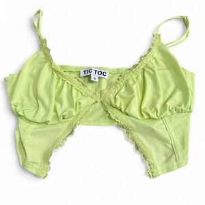 TIC TOC Women's Green and Yellow Crop-top